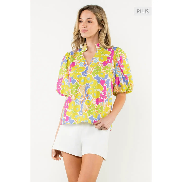 PUFF SLEEVE MULTI COLOR TOP