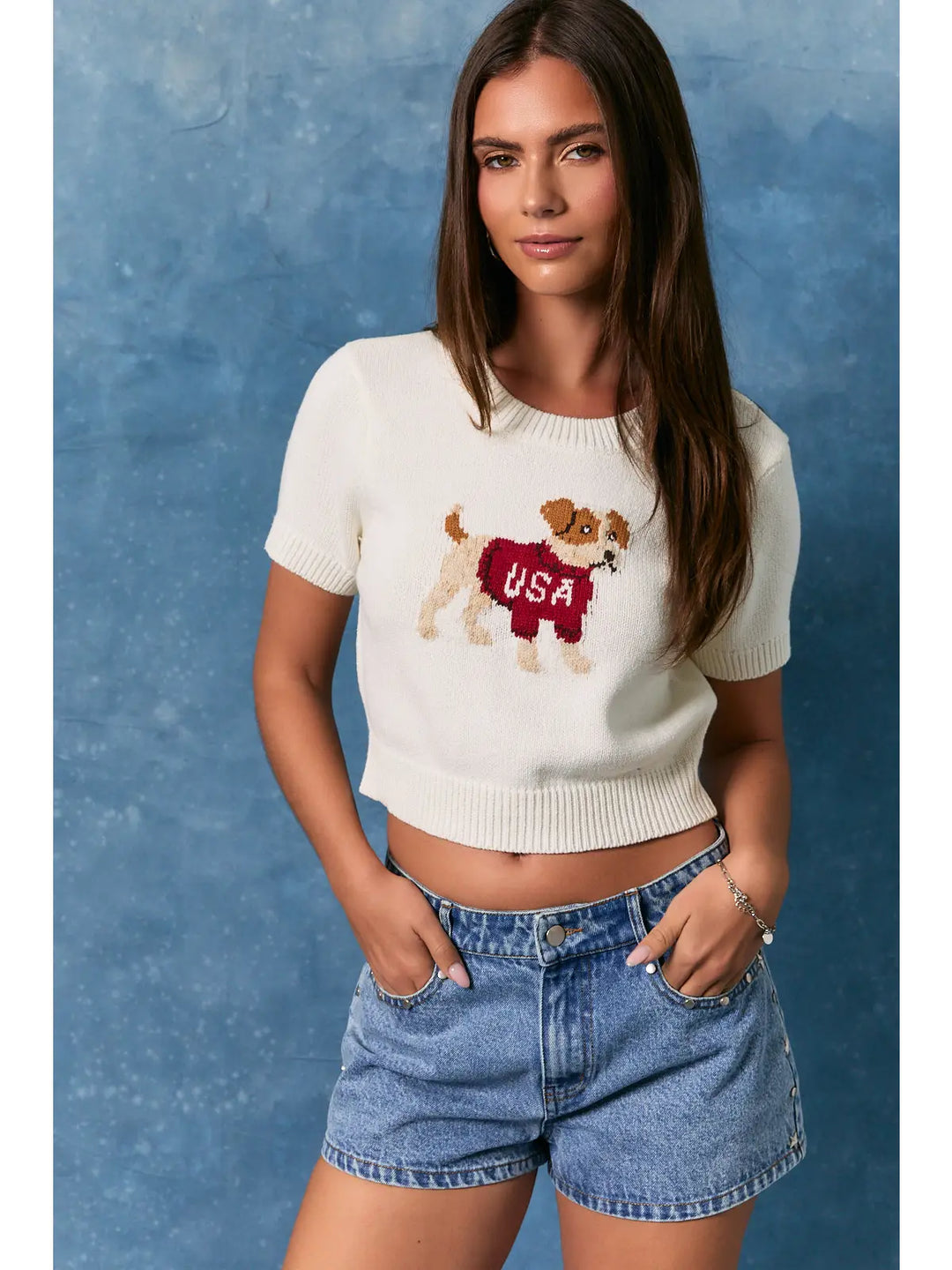 "PUPPY WITH USA" SWEATER TOP