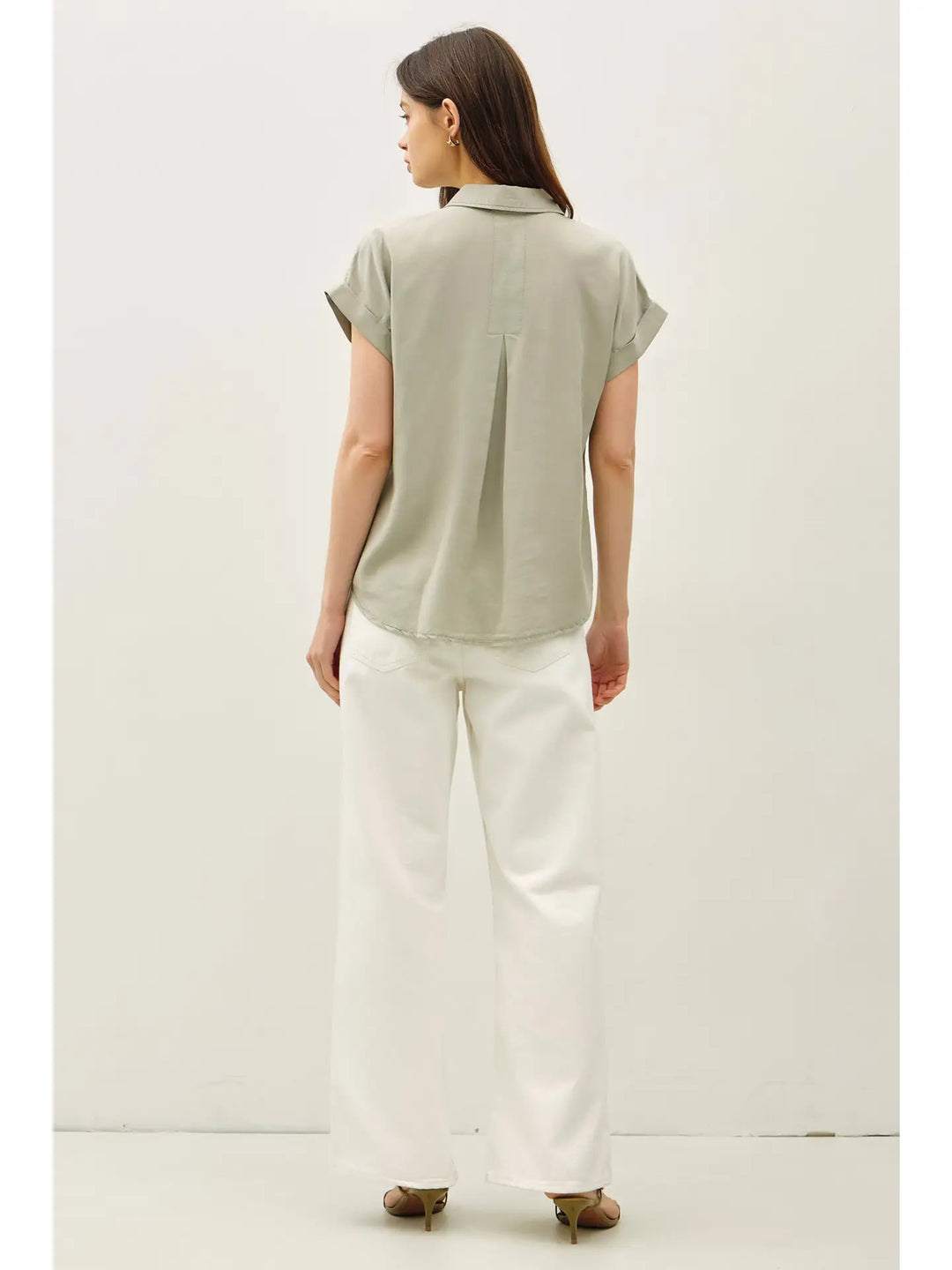 TENCEL DOLMAN SLEEVE BUTTON DOWN SHIRT
