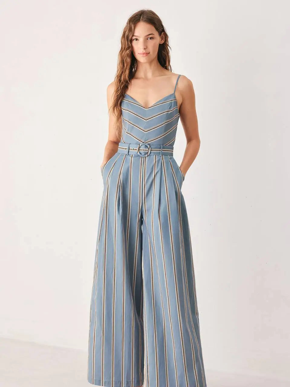 STRIPED WOVEN JUMPSUIT