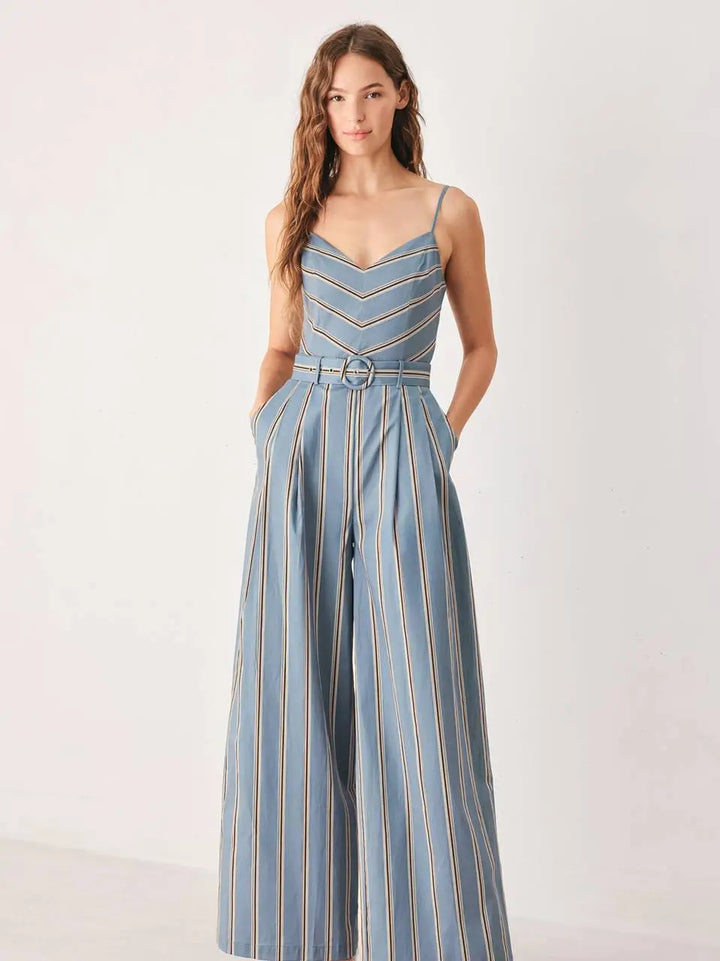 STRIPED WOVEN JUMPSUIT