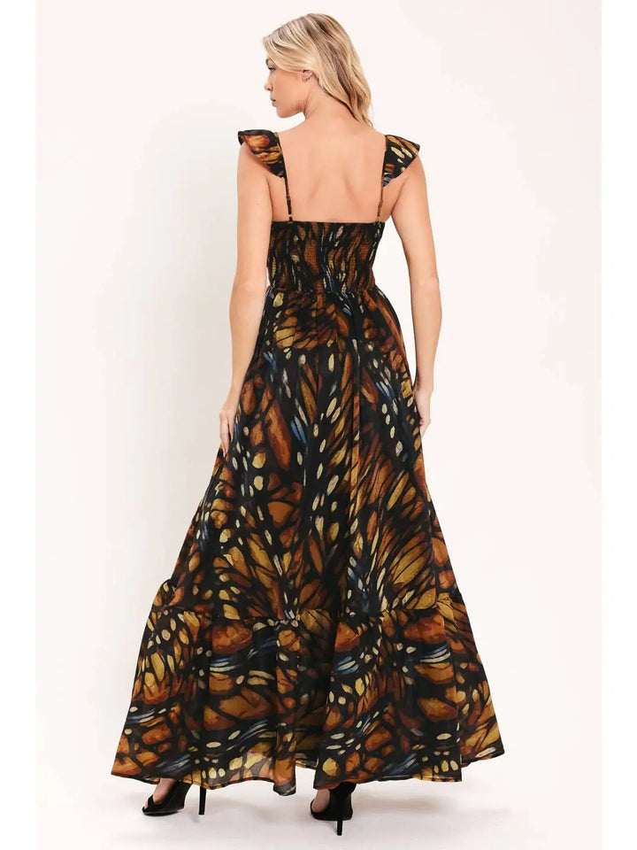 PRINTED WOVEN MAXI DRESS