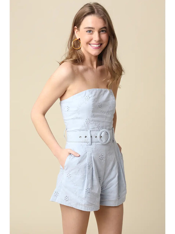 KAYA STRAPLESS BELTED ROMPER