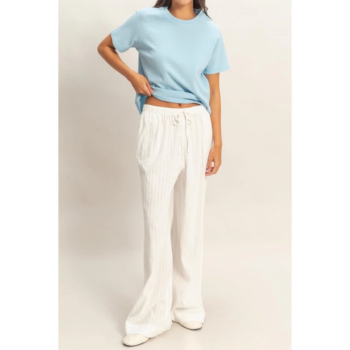 PINSTRIPED JACQUARD DRAWSTRING PANTS