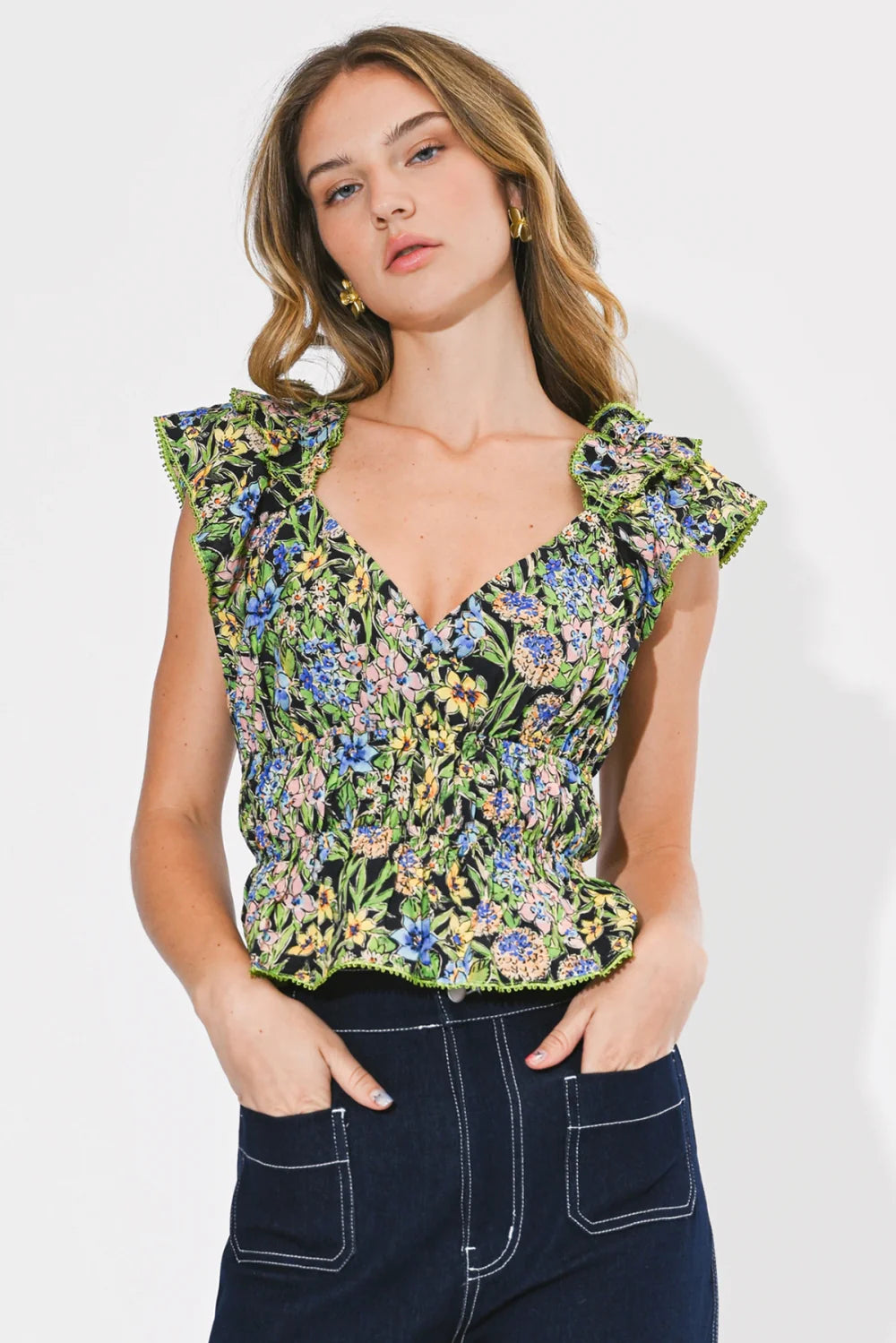 DION SURPLICE PEPLUM TOP