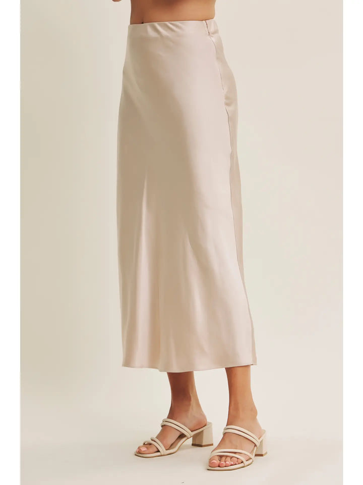 SILKY SATIN BIAS CUT SKIRT