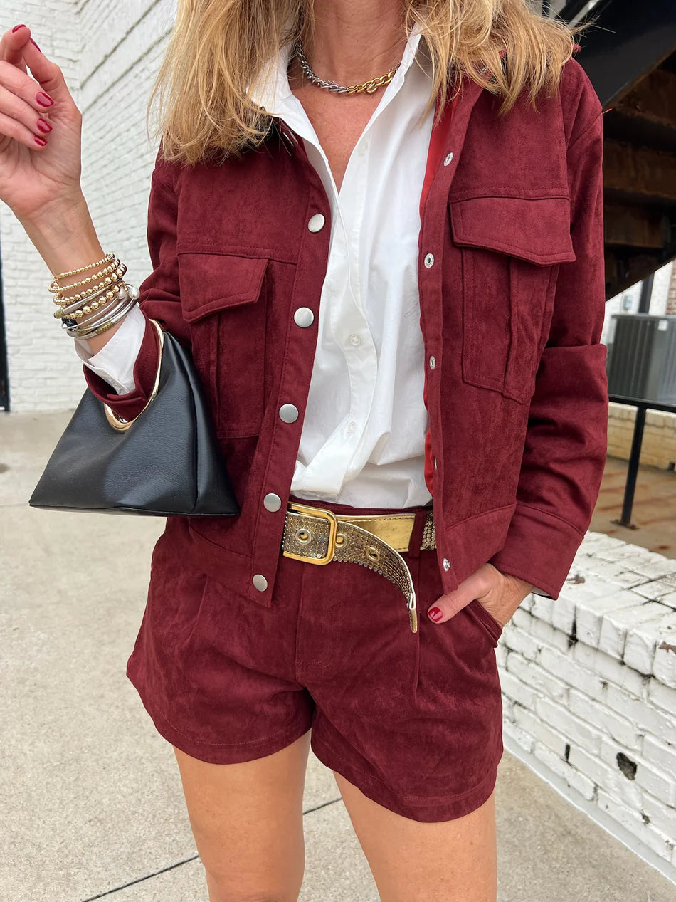 SUEDE PLEATED SHORTS