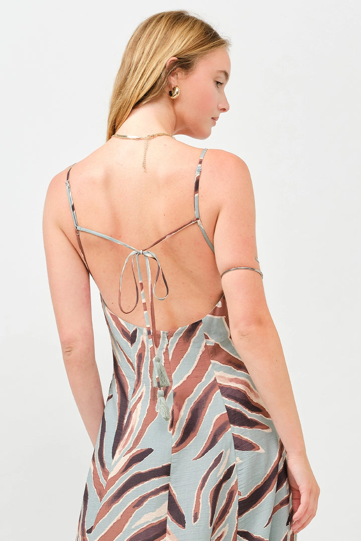 PRINTED OPEN BACK MAXI DRESS
