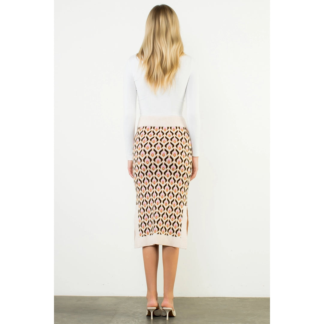GEOMETRIC JACQUARD KNIT MIDI SKIRT