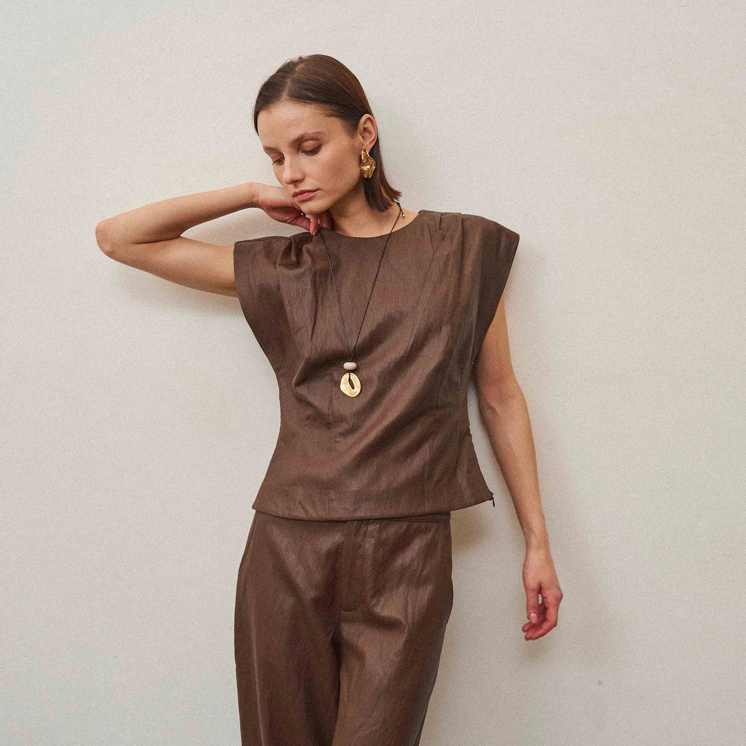 VEGAN LEATHER TOP &amp; PANTS SET