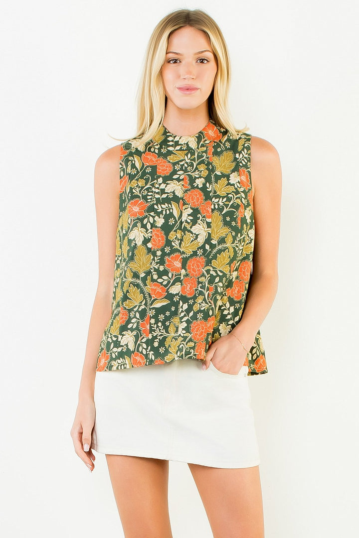 SLEEVELESS FLOWER PRINT TOP