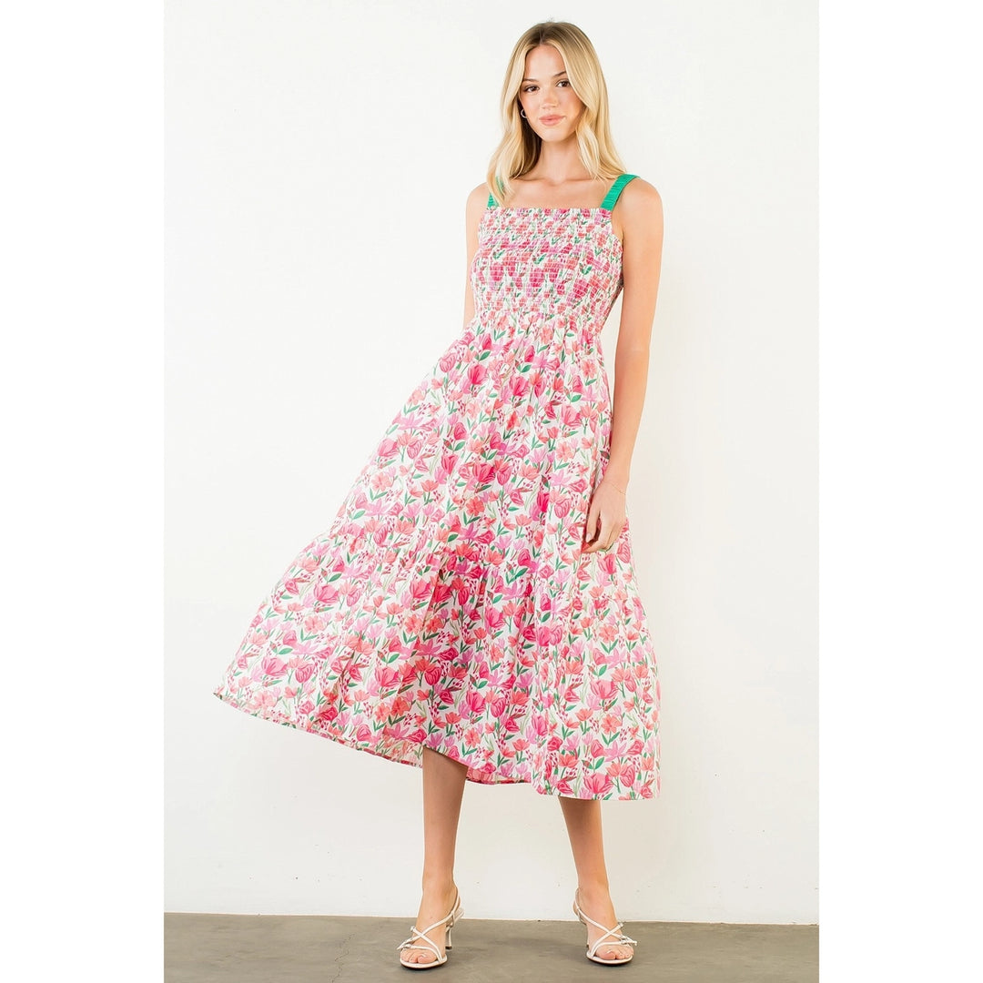 FLORAL PRINT TIERED DRESS