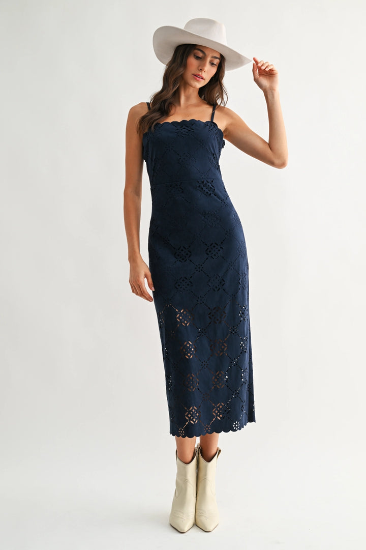 LASER-CUT MIDI DRESS