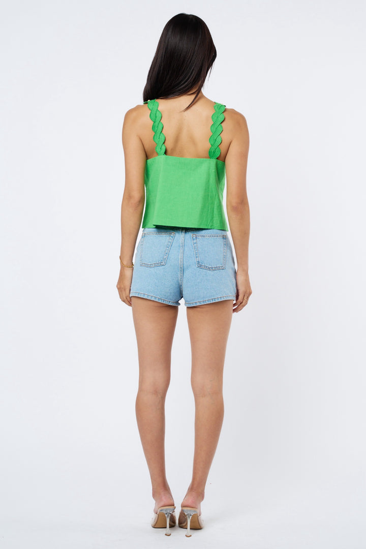 ALESSIA EMBROIDERED FLOWER STRAPPY TOP