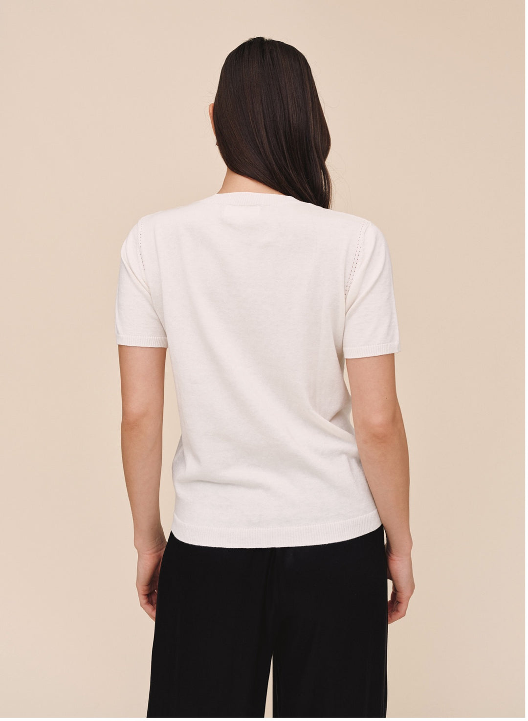 SHORT SLEEVE CREW NECK KNIT TOP