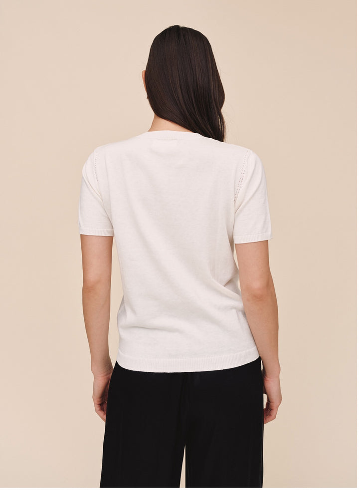 SHORT SLEEVE CREW NECK KNIT TOP