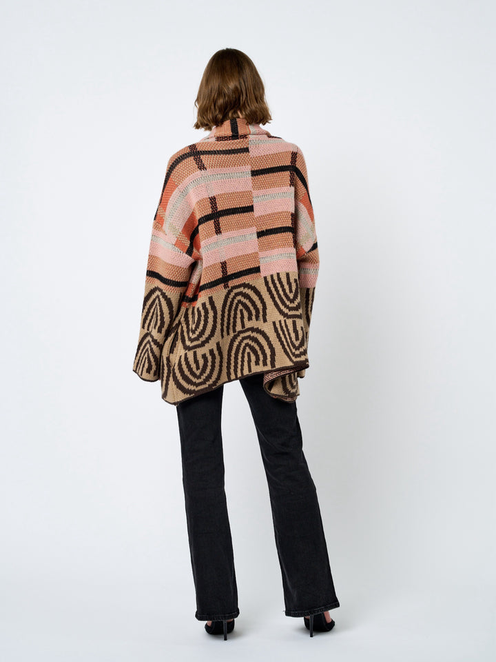 IRENE ABSTRACT PRINT KNIT CARDIGAN