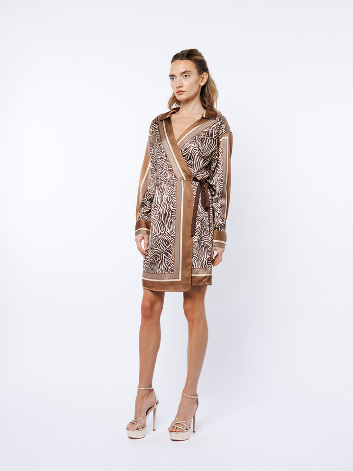 CLEMMIE DROP SHOULDER WRAP MINI DRESS