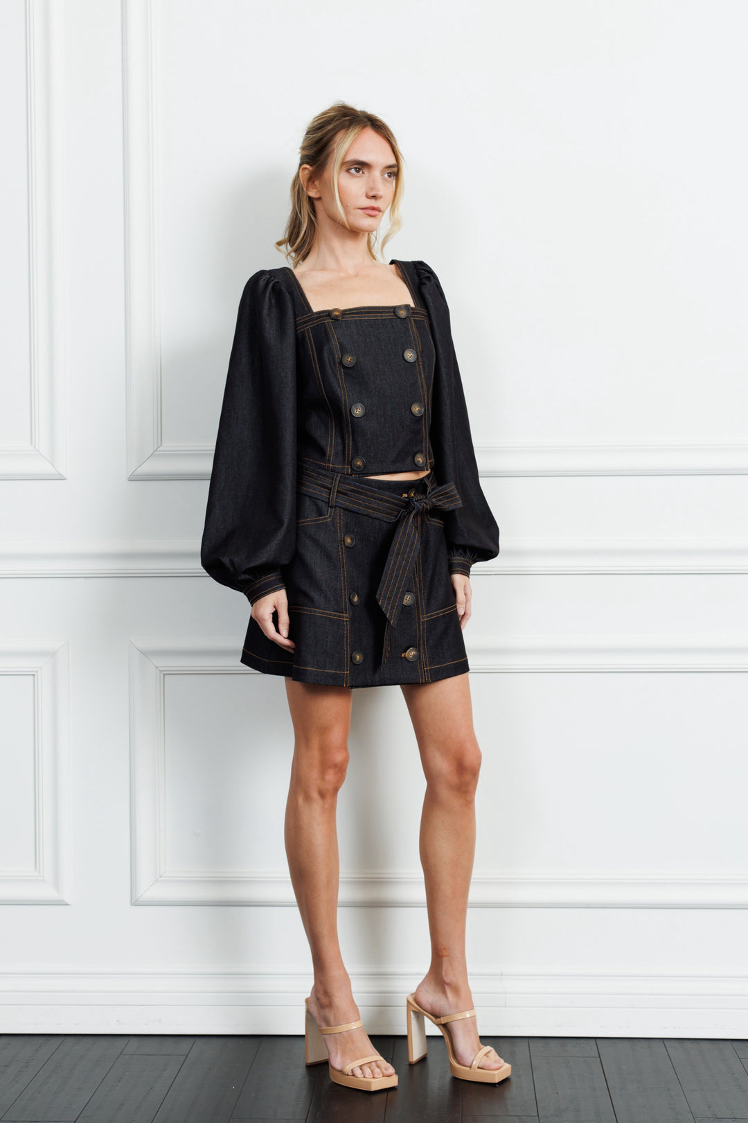 ELMA DENIM BUTTON DOWN MINI SKIRT