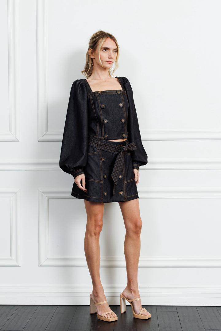 ELMA DENIM BUTTON DOWN MINI SKIRT