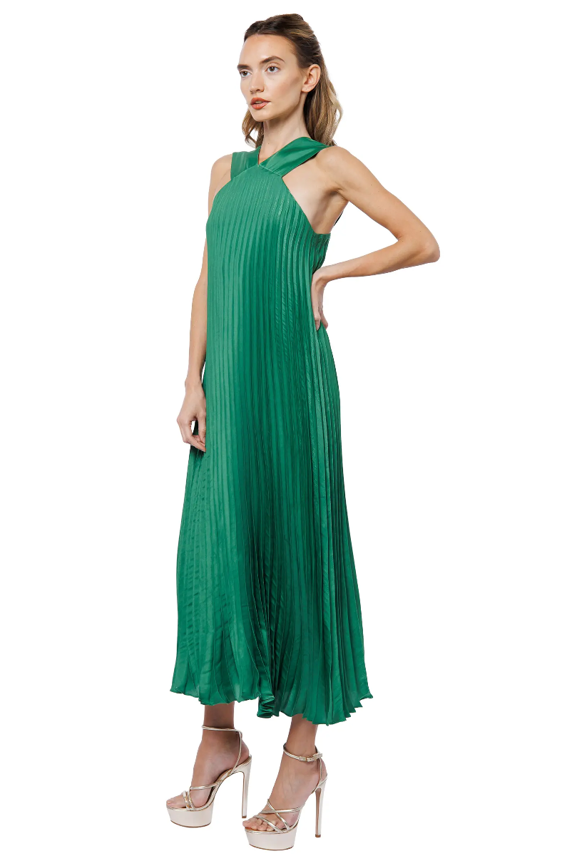 MELISA PLEATED HALTER DRESS