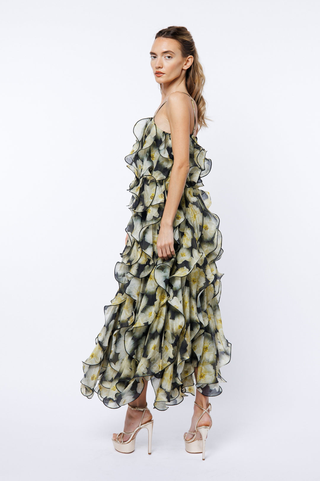 IRINA RUFFLED MIDI DRESS