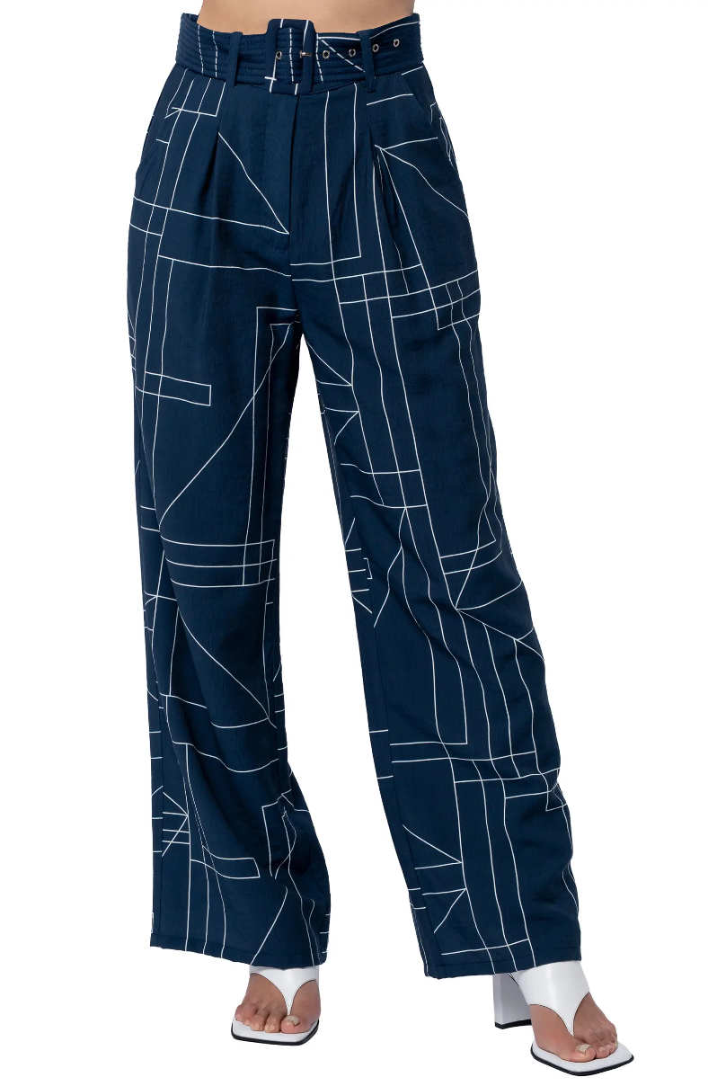 SYDNEY TOP-STITCHED WIDE LEG PANTS