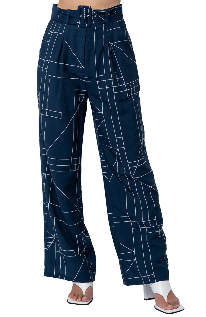 SYDNEY TOP-STITCHED WIDE LEG PANTS