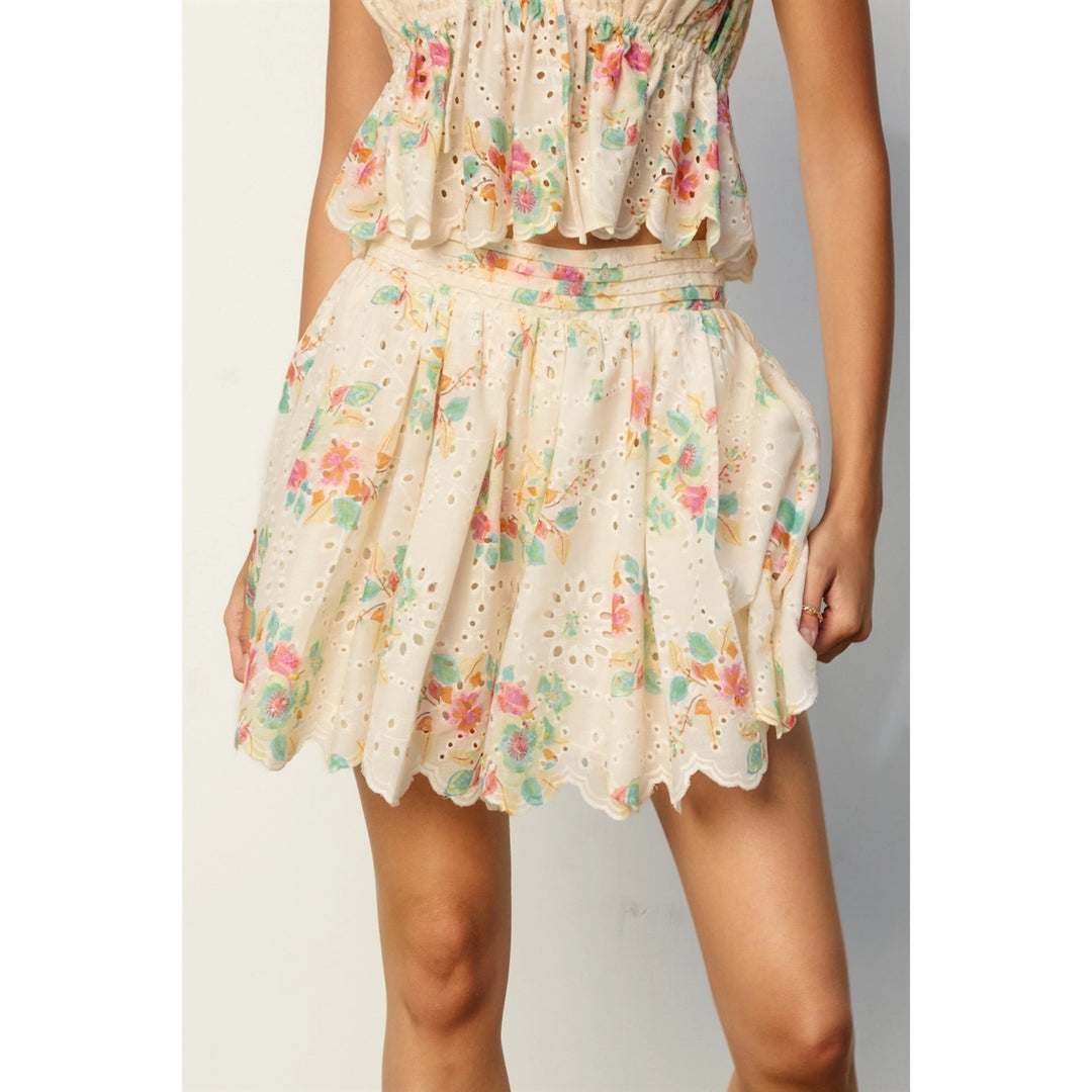 EVERBLOOM SCALLOPED HEM TOP &amp; FLARED SHORTS SET