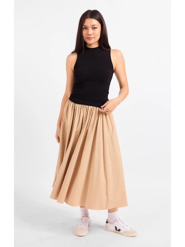 RONAN MOCK NECK RUCHED KNIT TANK