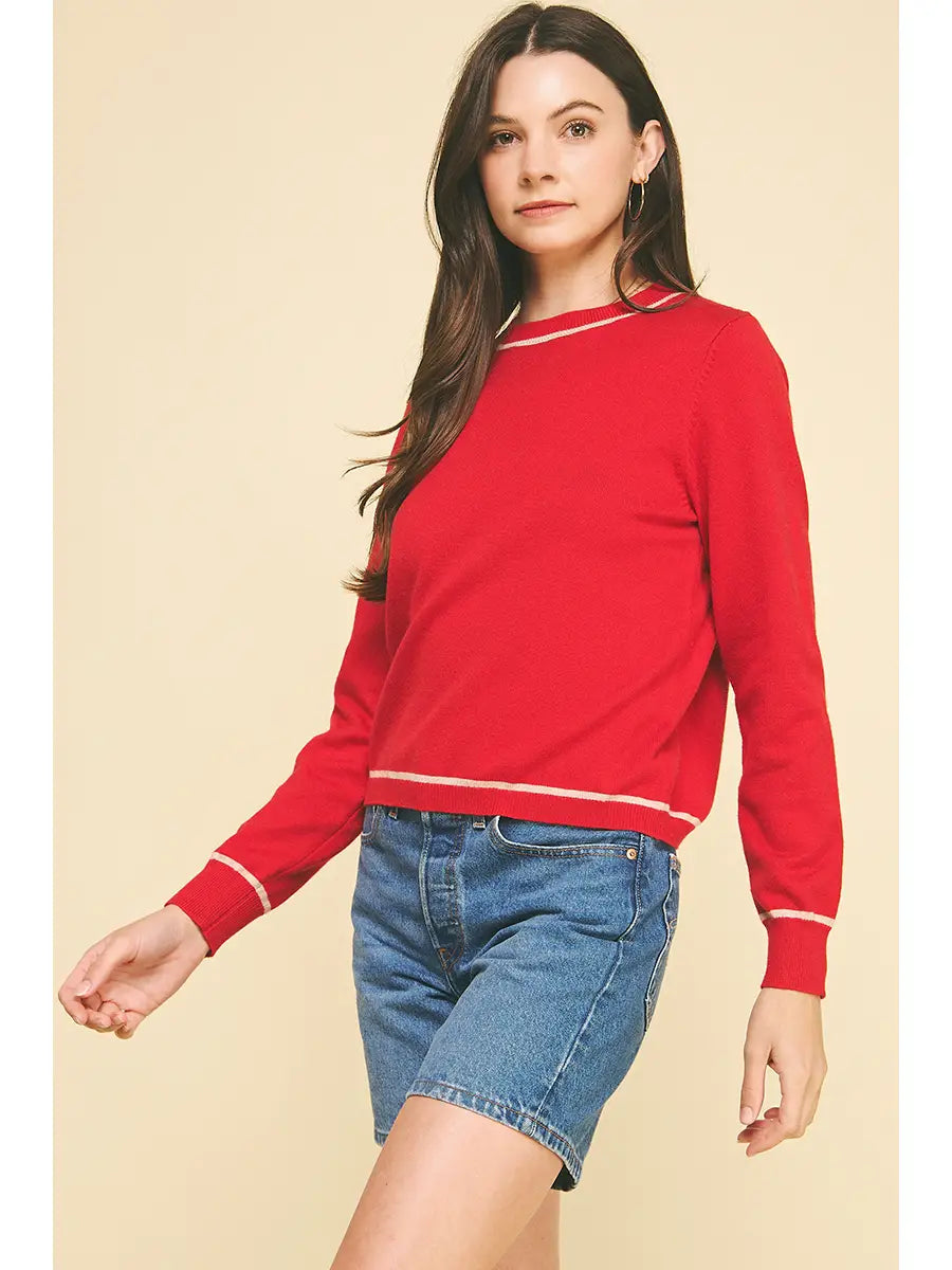 STRIPED DETAIL KNIT SWEATER