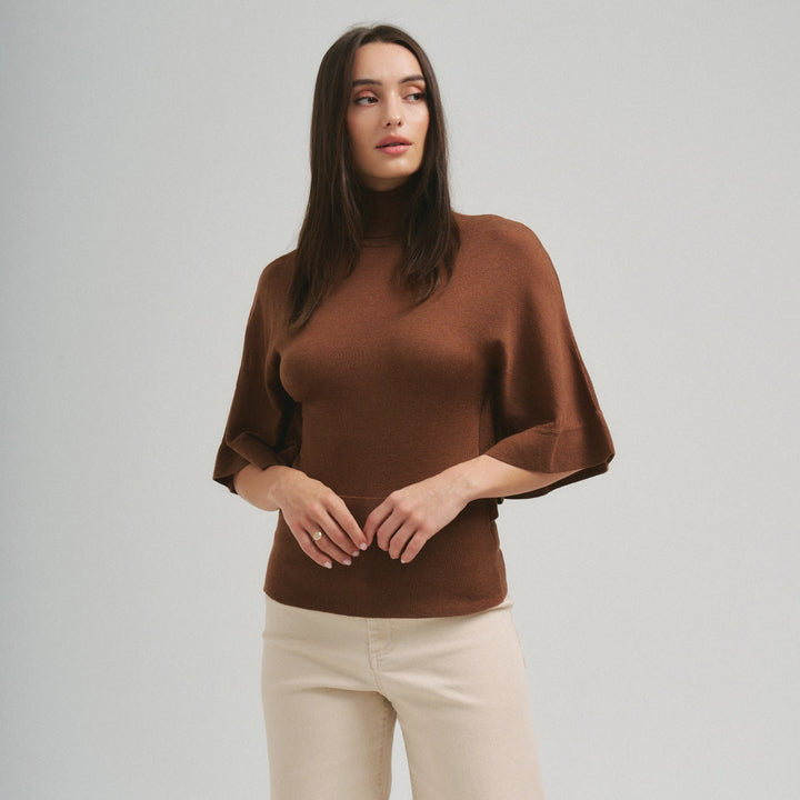 TURTLENECK HALF SLEEVE SWEATER