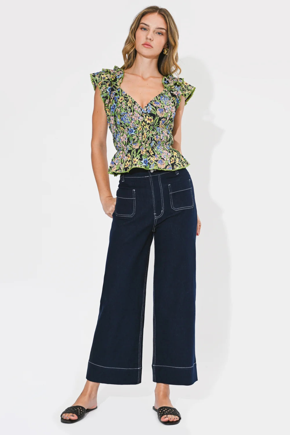 DION SURPLICE PEPLUM TOP