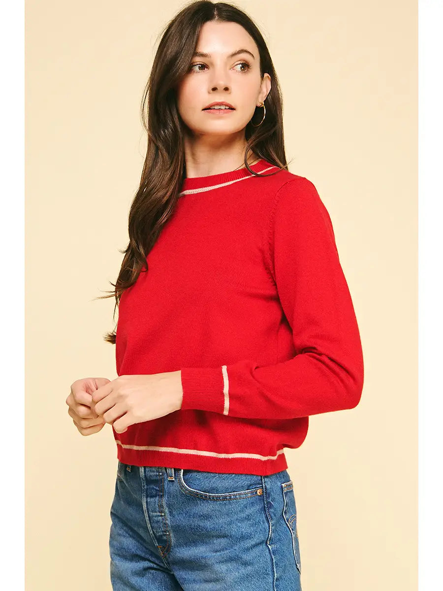 STRIPED DETAIL KNIT SWEATER