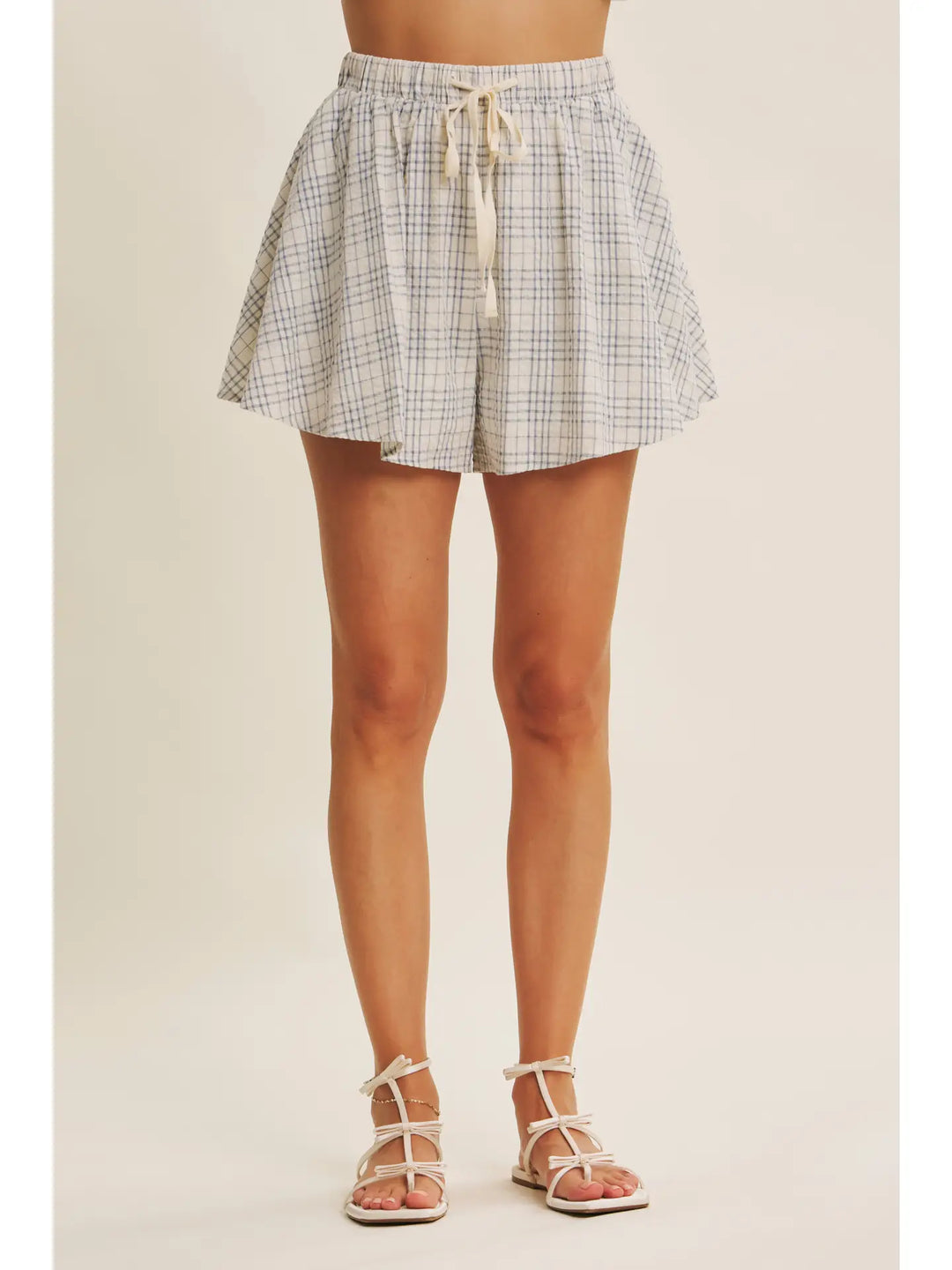CHECK SHORTS WITH DRAWSTRINGS