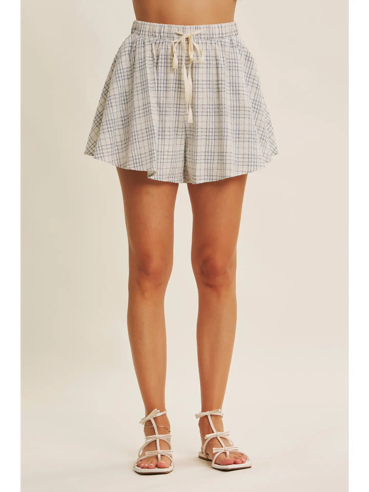 CHECK SHORTS WITH DRAWSTRINGS