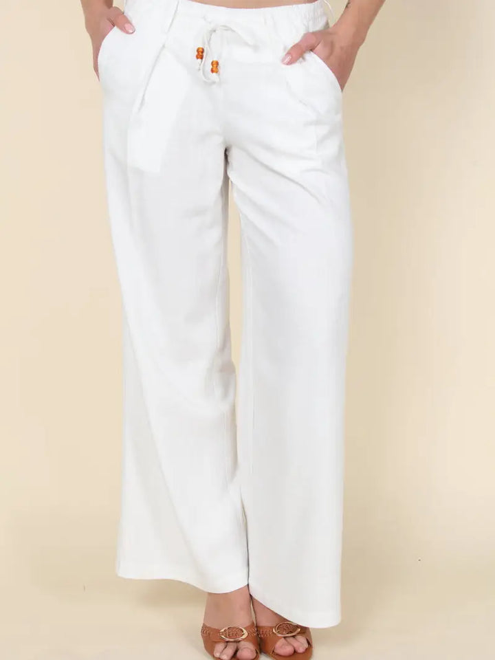 LINEN WIDE LEG PALAZZO PANTS