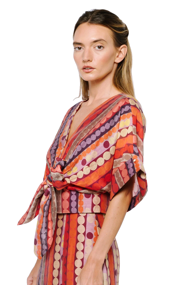 CLARISA TIE FRONT BLOUSE