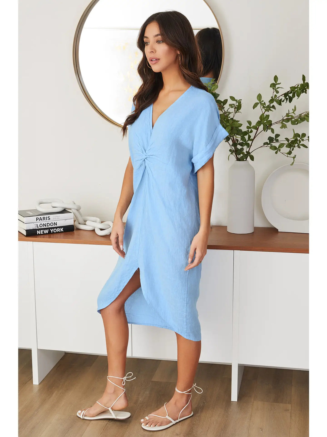 FRONT TWIST DRESS WITH FRONT SLIT