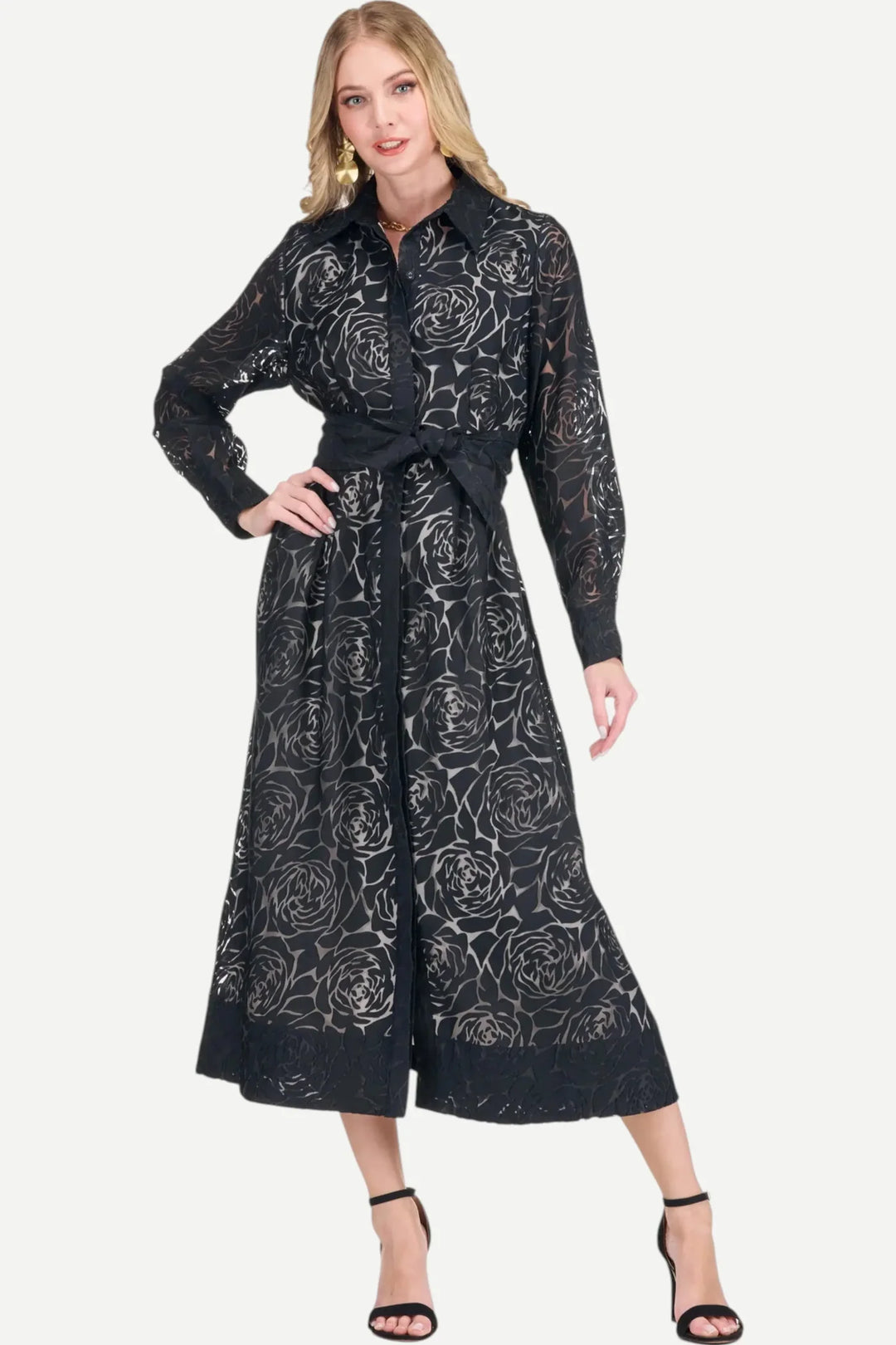 PLEATED WAIST 50" SHIRTDRESS