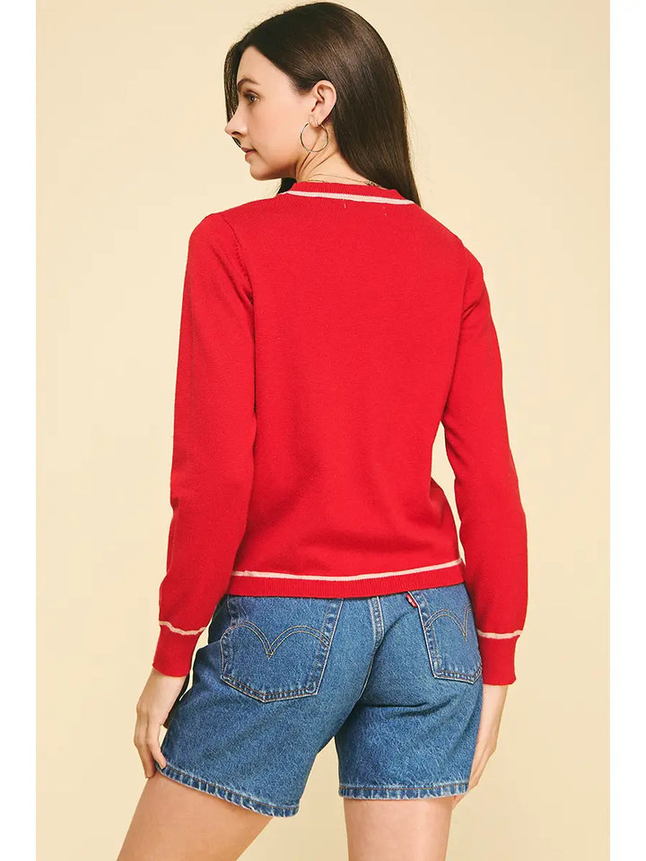 STRIPED DETAIL KNIT SWEATER