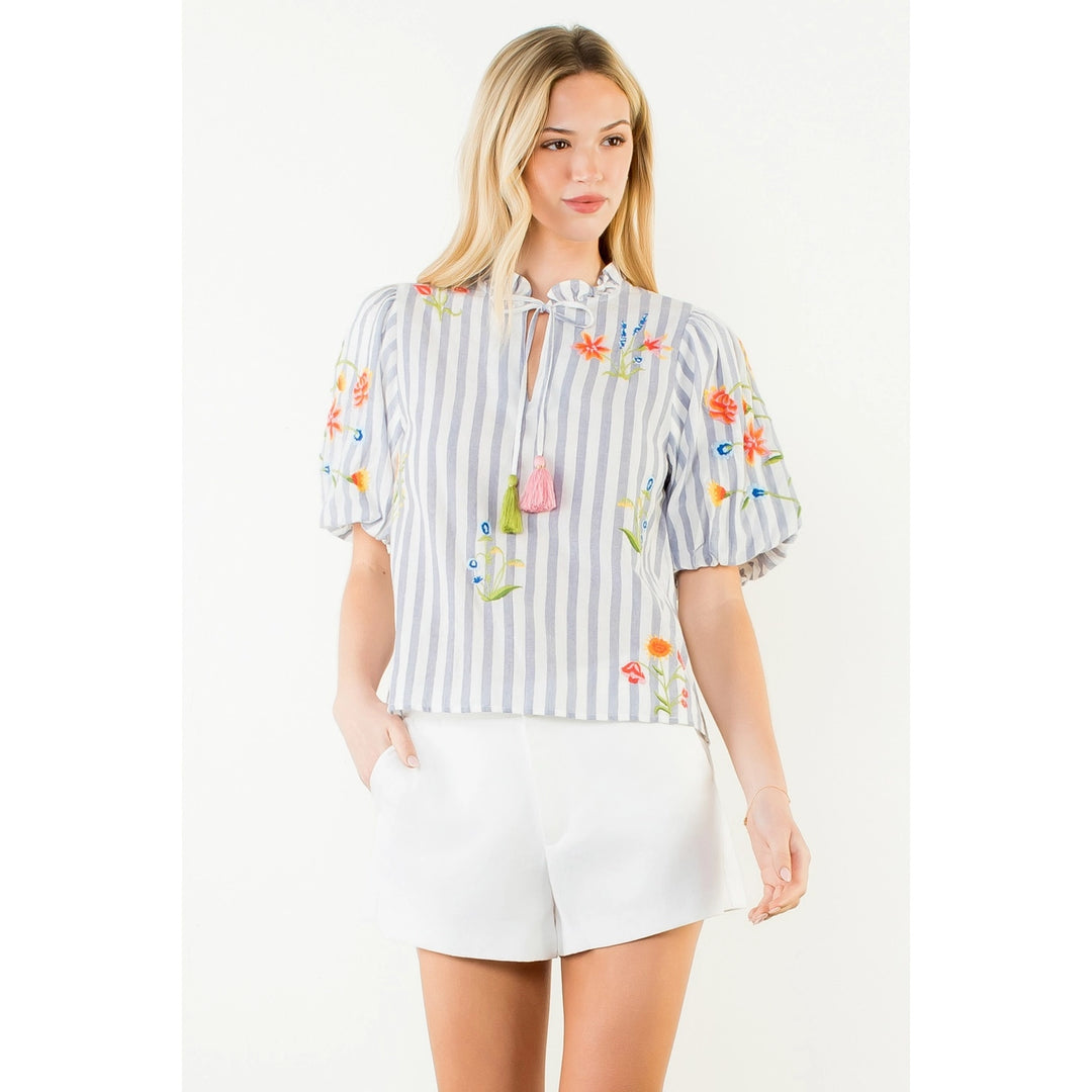 PUFF SLEEVE STRIPED TOP