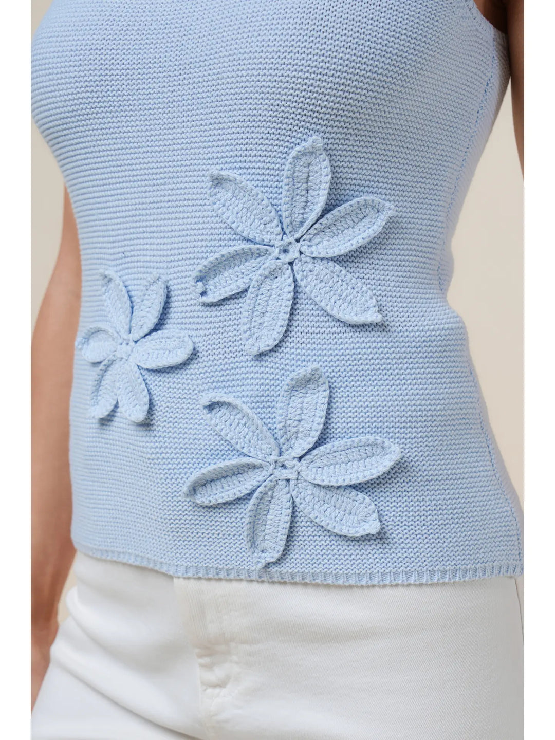 FLOWER TRIM SWEATER CAMI TOP