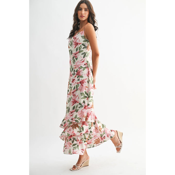 FLORAL ELEGANCE TIERED MAXI DRESS