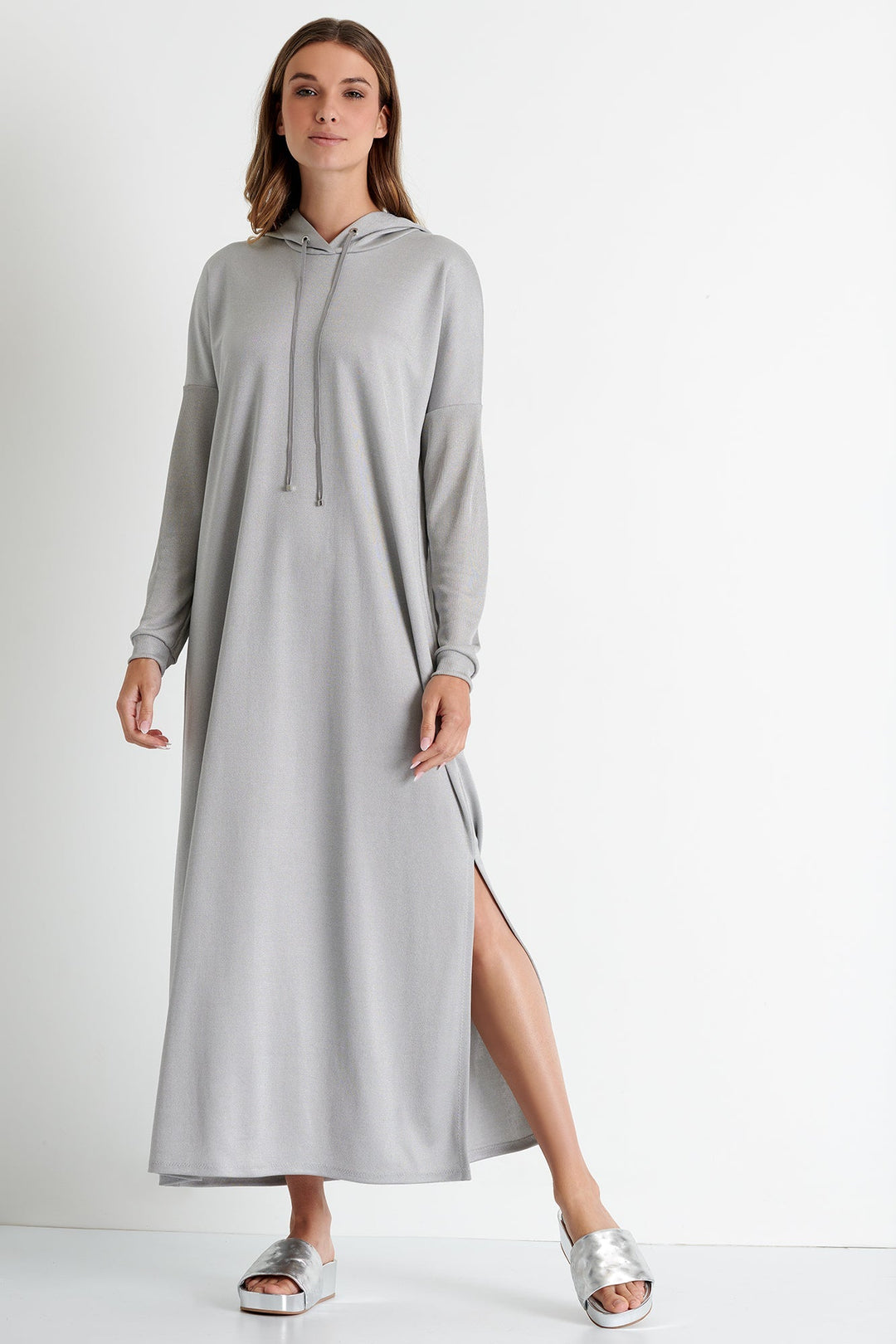 Long Hooded Dress 2 / 160 Silver / 88% VISCOSE 12% POLYAMIDE