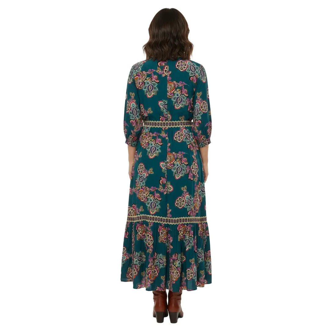 LONDON CAOLLARED TIE WAIST MIDI DRESS