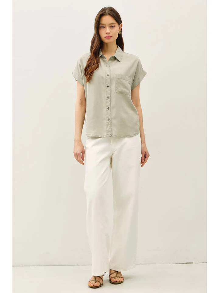 TENCEL DOLMAN SLEEVE BUTTON DOWN SHIRT