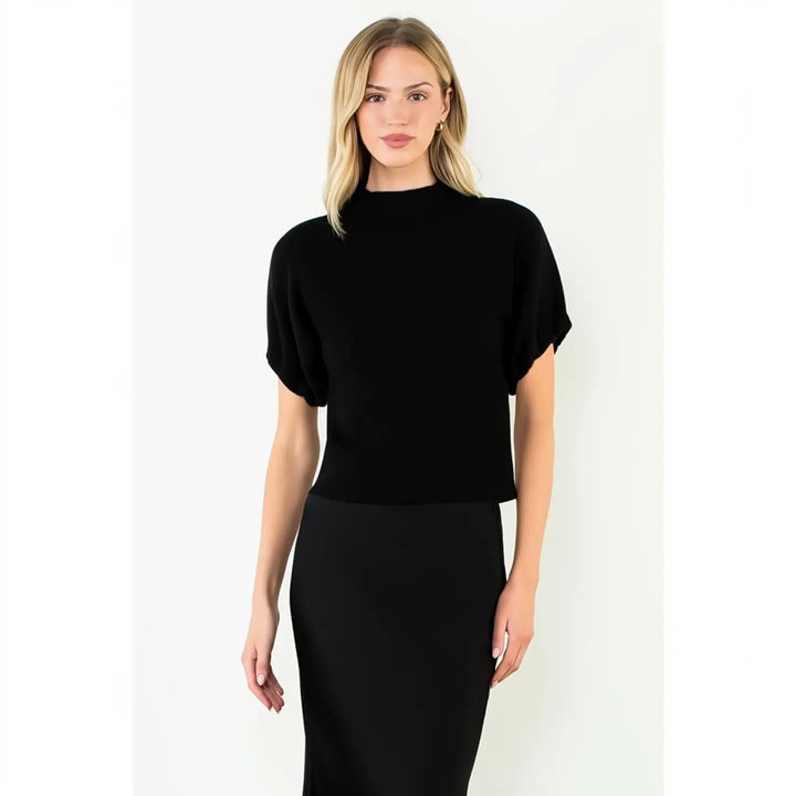 MOCK NECKLINE SUEDE TOP