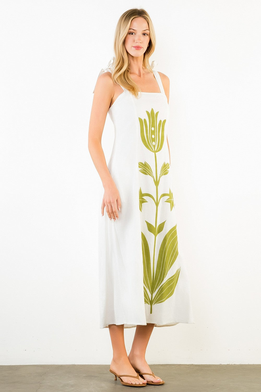TIE STRAP MIDI DRESS