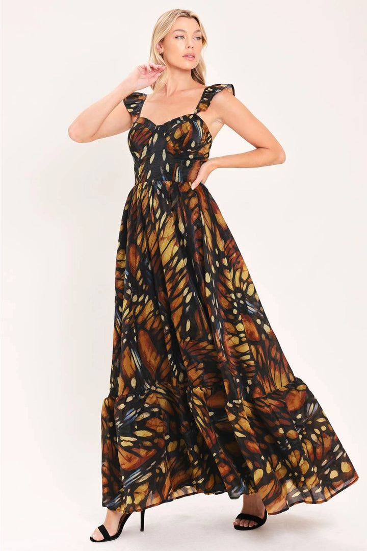 PRINTED WOVEN MAXI DRESS